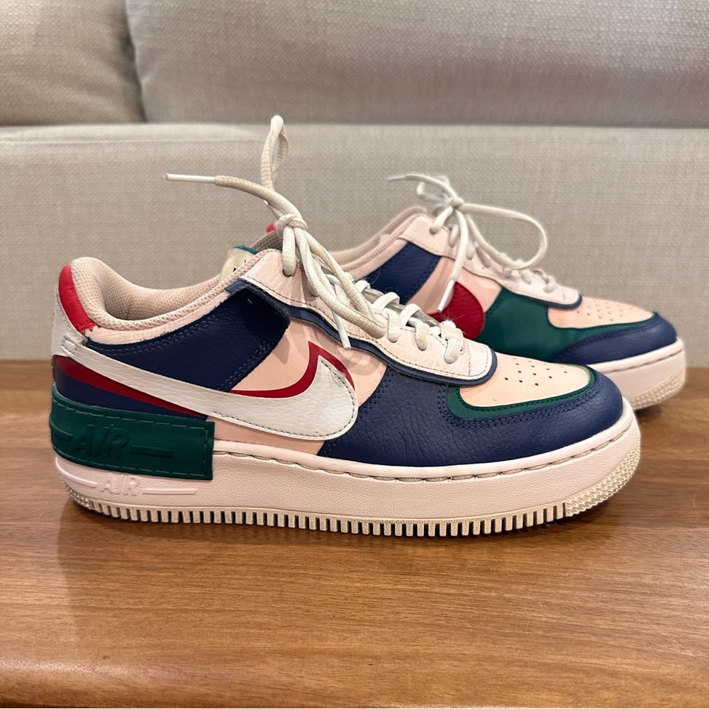 Nike Women’s Air Force 1 Shadow Mystic Navy / Echo Pink / Gym Red, size 8.5